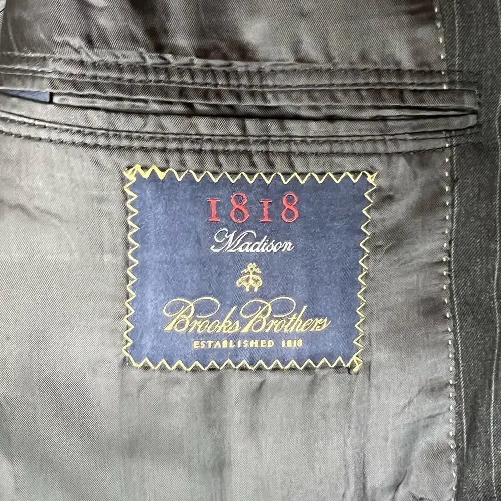 Brooks Brothers 1818 Madison Men’s Gray Pin Stripe Suit Jacket Blazer Size 40R